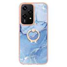For Honor 200 Lite Global Electroplating Marble Dual-side IMD Phone Case with Ring(Blue 018) - 2