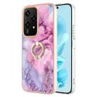 For Honor 200 Lite Global Electroplating Marble Dual-side IMD Phone Case with Ring(Pink 013) - 1