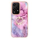 For Honor 200 Lite Global Electroplating Marble Dual-side IMD Phone Case with Ring(Pink 013) - 2