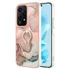 For Honor 200 Lite Global Electroplating Marble Dual-side IMD Phone Case with Ring(Rose Gold 015) - 1