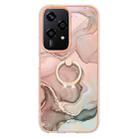 For Honor 200 Lite Global Electroplating Marble Dual-side IMD Phone Case with Ring(Rose Gold 015) - 2