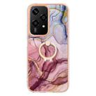 For Honor 200 Lite Global Electroplating Marble Dual-side IMD Phone Case with Ring(Rose Red 014) - 2