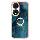 For Honor X7b 4G / 5G Electroplating Marble Dual-side IMD Phone Case with Ring(Green 017) - 2