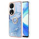 For Honor X7b 4G / 5G Electroplating Marble Dual-side IMD Phone Case with Ring(Blue 018) - 1