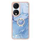 For Honor X7b 4G / 5G Electroplating Marble Dual-side IMD Phone Case with Ring(Blue 018) - 2