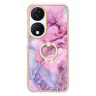 For Honor X7b 4G / 5G Electroplating Marble Dual-side IMD Phone Case with Ring(Pink 013) - 2