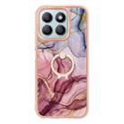 For Honor X8b Electroplating Marble Dual-side IMD Phone Case with Ring(Rose Red 014) - 2