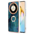 For Honor X9b Electroplating Marble Dual-side IMD Phone Case with Ring(Green 017) - 1
