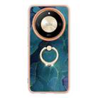 For Honor X9b Electroplating Marble Dual-side IMD Phone Case with Ring(Green 017) - 2