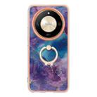 For Honor X9b Electroplating Marble Dual-side IMD Phone Case with Ring(Purple 016) - 2