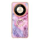 For Honor X9b Electroplating Marble Dual-side IMD Phone Case with Ring(Pink 013) - 2