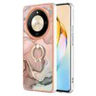 For Honor X9b Electroplating Marble Dual-side IMD Phone Case with Ring(Rose Gold 015) - 1