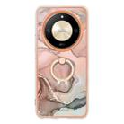 For Honor X9b Electroplating Marble Dual-side IMD Phone Case with Ring(Rose Gold 015) - 2