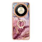 For Honor X9b Electroplating Marble Dual-side IMD Phone Case with Ring(Rose Red 014) - 2