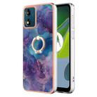 For Motorola Moto E13 Electroplating Marble Dual-side IMD Phone Case with Ring(Purple 016) - 1