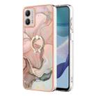 For Motorola Moto G53 5G Electroplating Marble Dual-side IMD Phone Case with Ring(Rose Gold 015) - 1