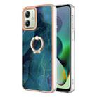 For Motorola Moto G54 Electroplating Marble Dual-side IMD Phone Case with Ring(Green 017) - 1