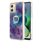 For Motorola Moto G54 Electroplating Marble Dual-side IMD Phone Case with Ring(Purple 016) - 1