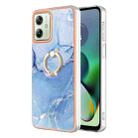 For Motorola Moto G54 Electroplating Marble Dual-side IMD Phone Case with Ring(Blue 018) - 1