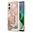 For Motorola Moto G54 Electroplating Marble Dual-side IMD Phone Case with Ring(Rose Gold 015) - 1