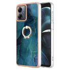 For Motorola Moto G14 Electroplating Marble Dual-side IMD Phone Case with Ring(Green 017) - 1