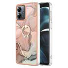 For Motorola Moto G14 Electroplating Marble Dual-side IMD Phone Case with Ring(Rose Gold 015) - 1