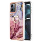 For Motorola Moto G14 Electroplating Marble Dual-side IMD Phone Case with Ring(Rose Red 014) - 1