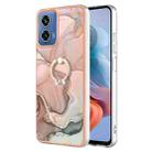 For Motorola Moto G34 Electroplating Marble Dual-side IMD Phone Case with Ring(Rose Gold 015) - 1