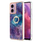 For Motorola Moto G04 4G / G24 4G Electroplating Marble Dual-side IMD Phone Case with Ring(Purple 016) - 1