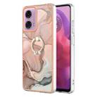 For Motorola Moto G04 4G / G24 4G Electroplating Marble Dual-side IMD Phone Case with Ring(Rose Gold 015) - 1