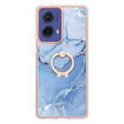 For Motorola Moto G85 Electroplating Marble Dual-side IMD Phone Case with Ring(Blue 018) - 2