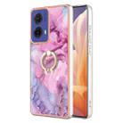 For Motorola Moto G85 Electroplating Marble Dual-side IMD Phone Case with Ring(Pink 013) - 1