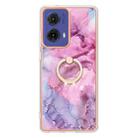 For Motorola Moto G85 Electroplating Marble Dual-side IMD Phone Case with Ring(Pink 013) - 2