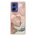 For Motorola Moto G85 Electroplating Marble Dual-side IMD Phone Case with Ring(Rose Gold 015) - 2