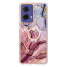 For Motorola Moto G85 Electroplating Marble Dual-side IMD Phone Case with Ring(Rose Red 014) - 2