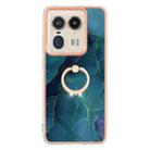 For Motorola Edge 50 Ultra Electroplating Marble Dual-side IMD Phone Case with Ring(Green 017) - 2