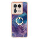 For Motorola Edge 50 Ultra Electroplating Marble Dual-side IMD Phone Case with Ring(Purple 016) - 2