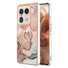 For Motorola Edge 50 Ultra Electroplating Marble Dual-side IMD Phone Case with Ring(Rose Gold 015) - 1
