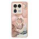 For Motorola Edge 50 Ultra Electroplating Marble Dual-side IMD Phone Case with Ring(Rose Gold 015) - 2