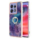 For Motorola Edge 50 Pro Electroplating Marble Dual-side IMD Phone Case with Ring(Purple 016) - 1