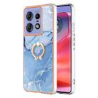 For Motorola Edge 50 Pro Electroplating Marble Dual-side IMD Phone Case with Ring(Blue 018) - 1