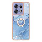 For Motorola Edge 50 Pro Electroplating Marble Dual-side IMD Phone Case with Ring(Blue 018) - 2