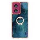 For Motorola Edge 50 Fusion Electroplating Marble Dual-side IMD Phone Case with Ring(Green 017) - 2