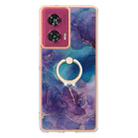 For Motorola Edge 50 Fusion Electroplating Marble Dual-side IMD Phone Case with Ring(Purple 016) - 2