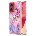 For Motorola Edge 50 Fusion Electroplating Marble Dual-side IMD Phone Case with Ring(Pink 013) - 1