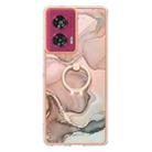 For Motorola Edge 50 Fusion Electroplating Marble Dual-side IMD Phone Case with Ring(Rose Gold 015) - 2