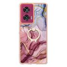 For Motorola Edge 50 Fusion Electroplating Marble Dual-side IMD Phone Case with Ring(Rose Red 014) - 2
