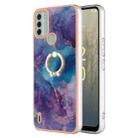 For Nokia C31 Electroplating Marble Dual-side IMD Phone Case with Ring(Purple 016) - 1