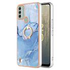 For Nokia C31 Electroplating Marble Dual-side IMD Phone Case with Ring(Blue 018) - 1