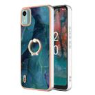 For Nokia C12 Electroplating Marble Dual-side IMD Phone Case with Ring(Green 017) - 1